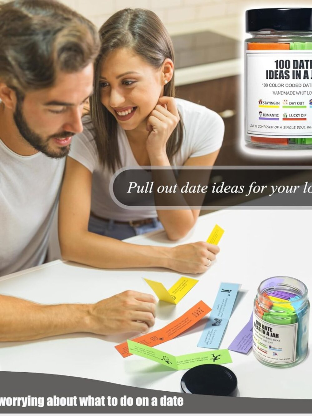 200 Date Ideas In A Jar,Date Night Ideas,Date Night games,Valentines Day Gifts F - Picture 5 of 6